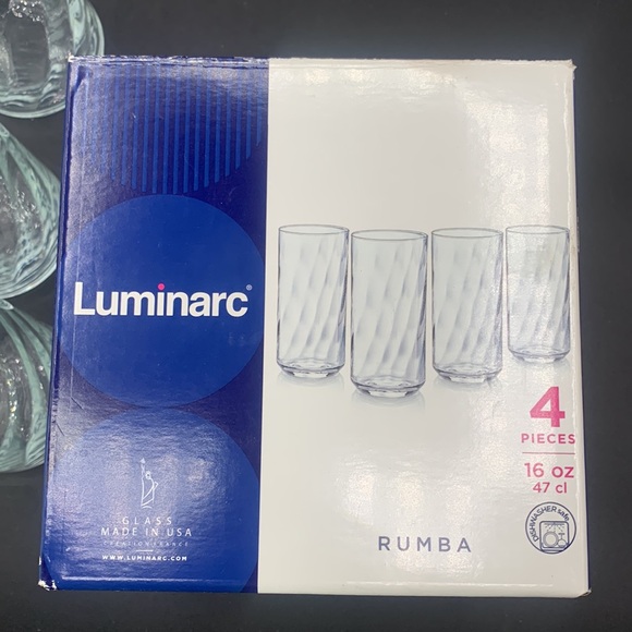 Rumba Luminarc 4 Piece 16 oz. Glasses Made in USA Dishwasher Safe - Picture 3 of 8